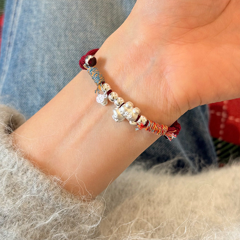 999足银马上有钱圆珠编织红绳手链女简约新中式国风设计百搭手饰,淘宝优惠券,粉丝福利购,淘宝优惠卷