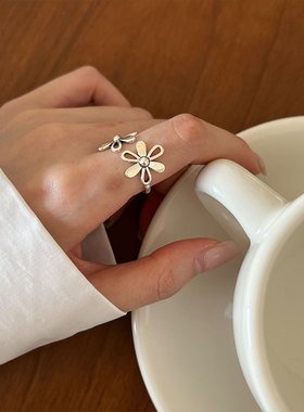 彩虹花朵戒指ins原创女