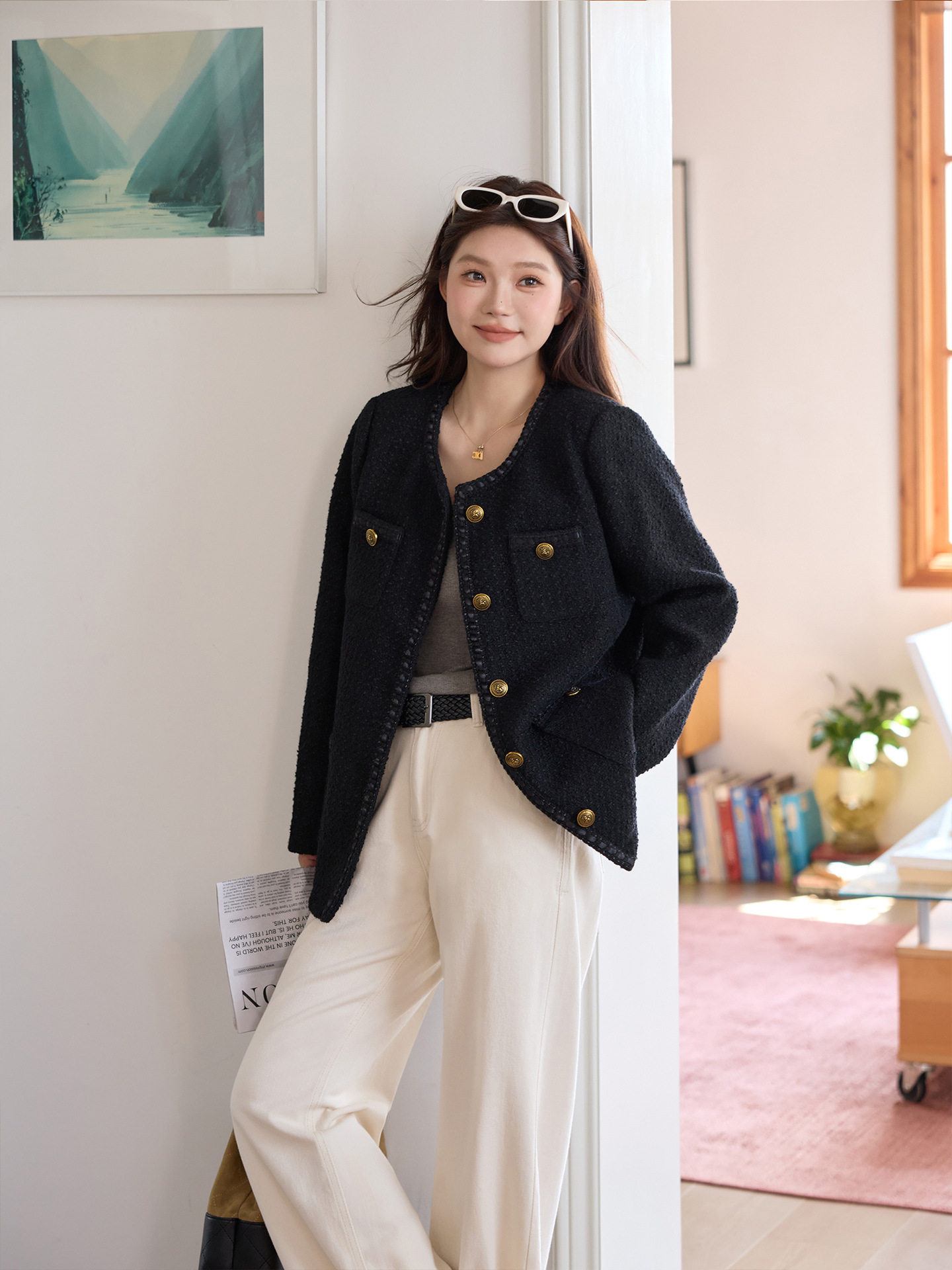 大码女装经典小香风羊毛外套胖mm休闲时尚气质宽松粗花呢上衣夹克,淘宝优惠券,粉丝福利购,淘宝优惠卷