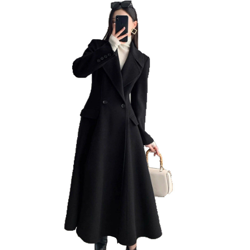 秋冬大码赫本风毛呢外套女胖mm收腰显瘦气质过膝裙式长呢子大衣潮,淘宝优惠券,粉丝福利购,淘宝优惠卷