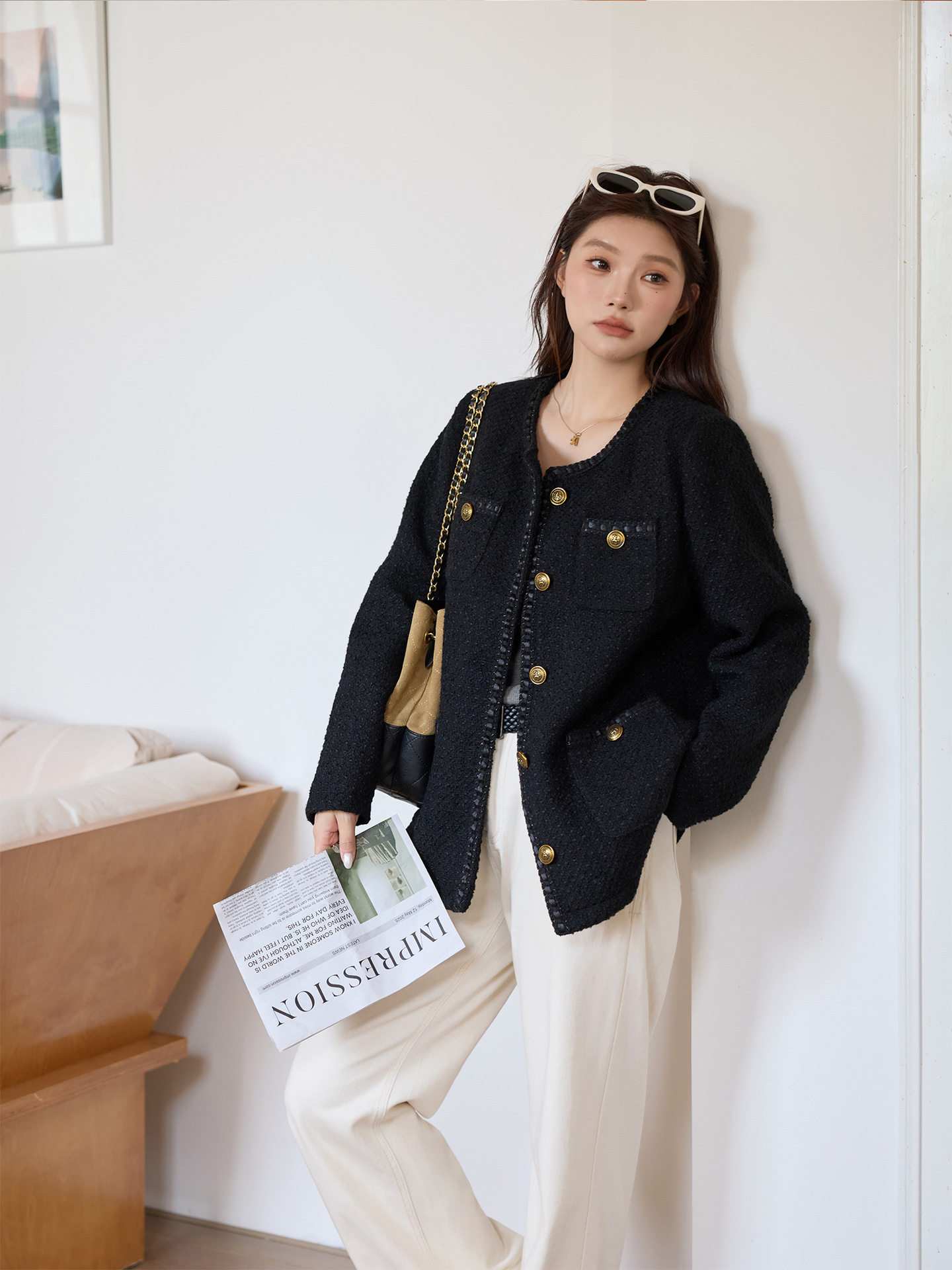 大码女装经典小香风羊毛外套胖mm休闲时尚气质宽松粗花呢上衣夹克,淘宝优惠券,粉丝福利购,淘宝优惠卷