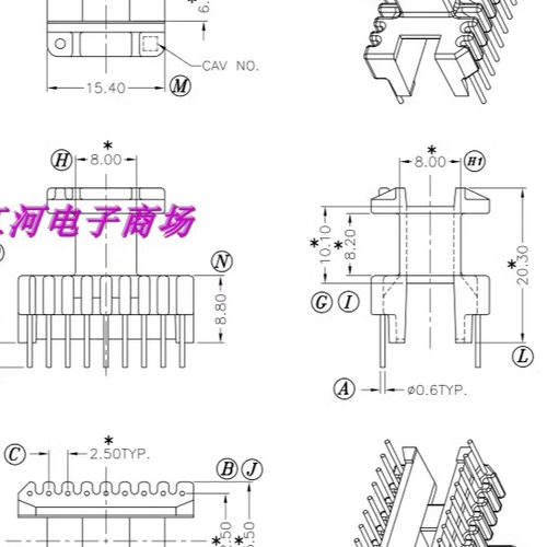EE22高频电源变压器骨架5+2  排距18.8 - 图1