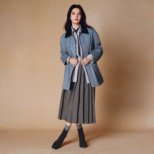 百思图冬商场新款法式绒面弹力瘦瘦靴加绒粗跟女短靴E0283DD4