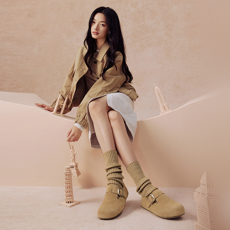 百思图春夏商场新款加绒软底勃肯鞋棉鞋女懒人一脚蹬BG196CM4,淘宝优惠券,粉丝福利购,淘宝优惠卷