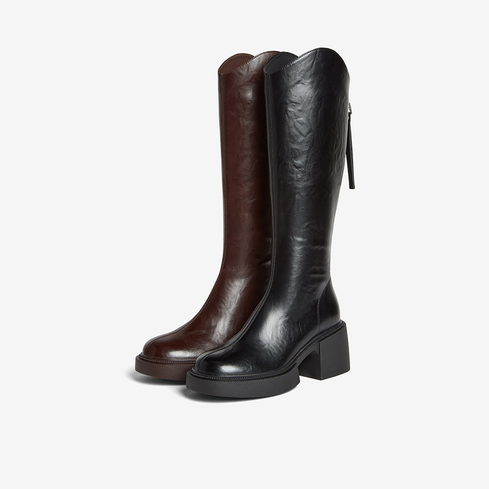 百思图2025冬季新款骑士靴时尚街头潮流通勤粗跟女长靴F3021DG5,淘宝优惠券,粉丝福利购,淘宝优惠卷