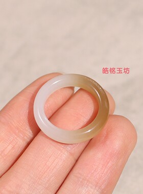 天然和田糖白玉16号素圈戒指