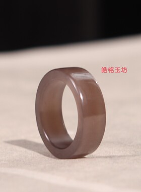 和田玉烟紫13号直切百搭戒指