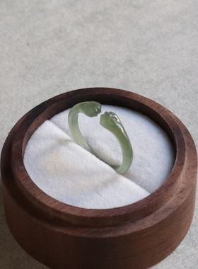 天然和田玉碧玉白玉猫爪开口戒指