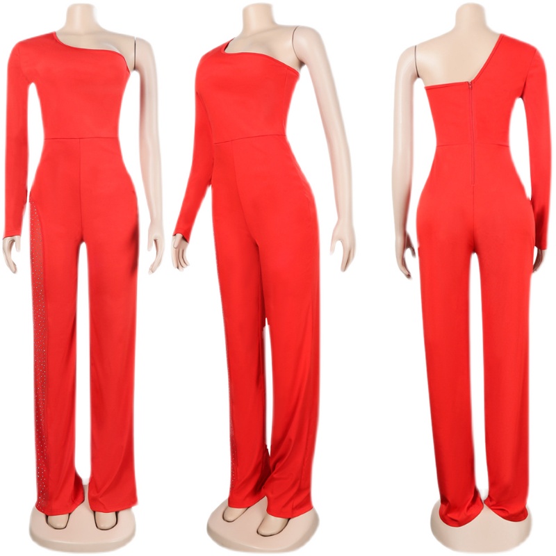 2022 New Women's One shoulder one sleeve Jumpsuit Nightclub - 图3