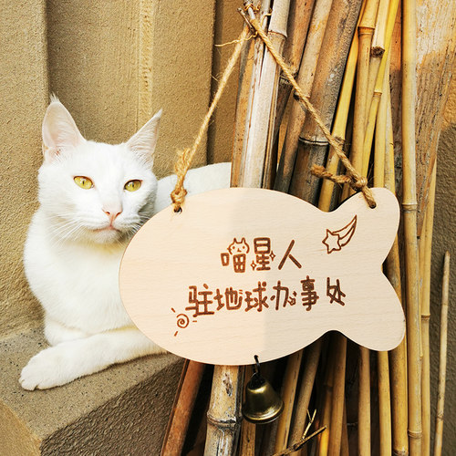内有恶犬警示牌木挂牌卡通宠物门牌猫狗窝装饰牌搞笑个性可爱定做 - 图0