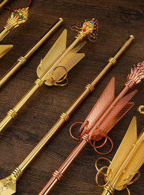 藏式合金招财箭锡杖五彩幡底座