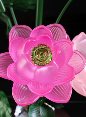 家用插电五品led七彩莲花琉璃灯