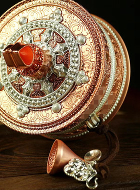 纯铜手摇转动筒六字大白伞手摇