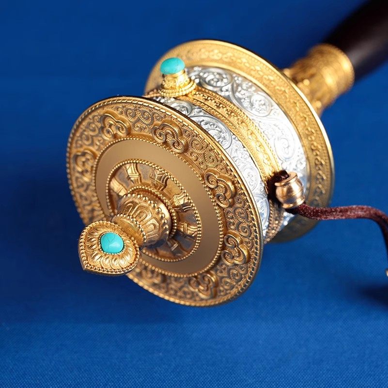 纯铜手摇转金轮莲花底座佛像莲台八吉祥转金筒底座手摇转动轮摆件,淘宝优惠券,粉丝福利购,淘宝优惠卷