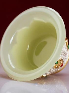 仿玉石合金浮雕八吉祥供水碗供杯