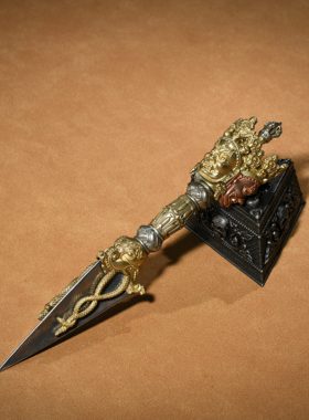 三面普巴金刚杵金刚撅摆件带底座