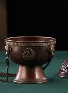 尼泊尔紫铜手工复古雕花吊挂香炉