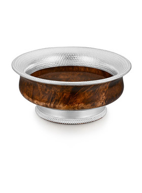 藏式民族风家用纯银包木碗摆件