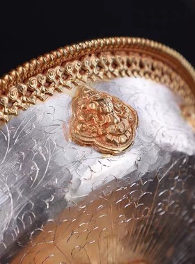 尼泊尔藏式护法杯铜制镀金镀银