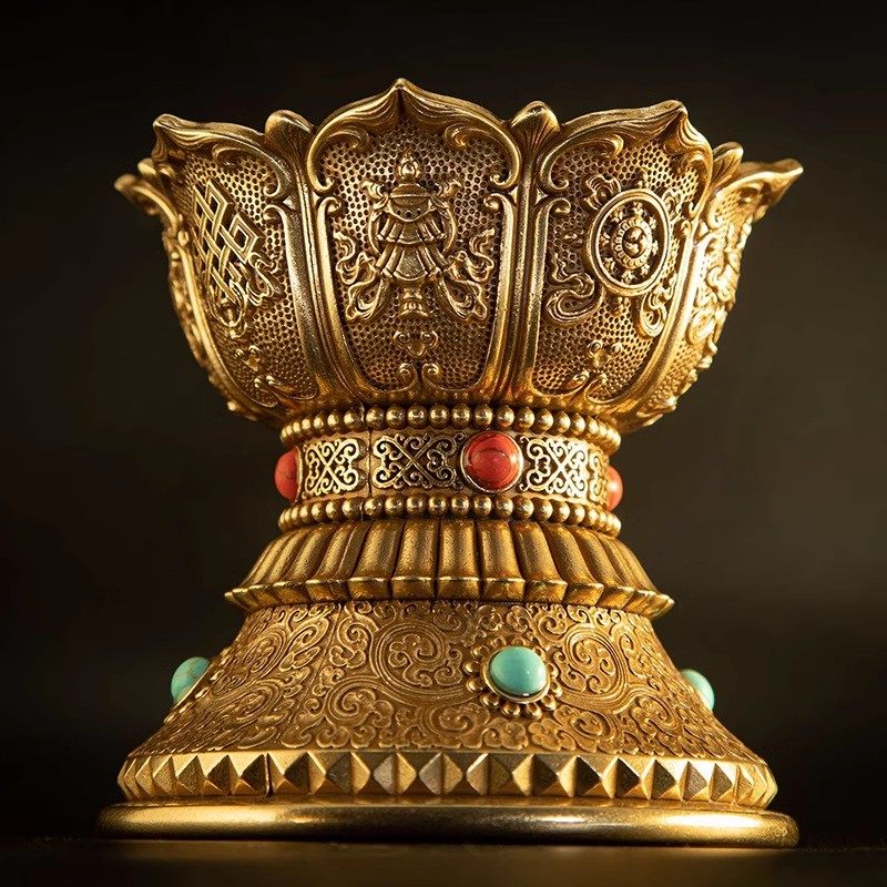 纯铜手摇转金轮莲花底座佛像莲台八吉祥转金筒底座手摇转动轮摆件,淘宝优惠券,粉丝福利购,淘宝优惠卷