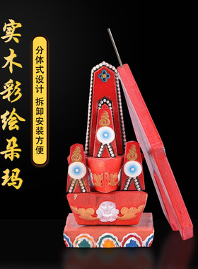 实木手工彩绘黑愤怒母供奉摆件