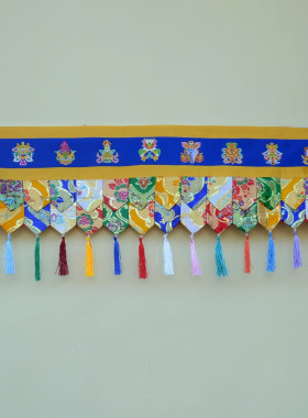 特色布艺绣花八吉祥图案彩穗帷幔