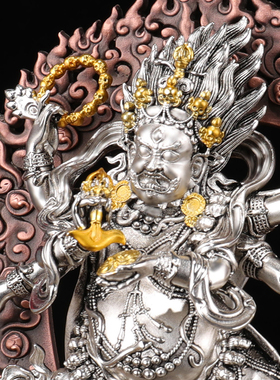 藏式精工镀银鎏金六臂玛哈嘎拉