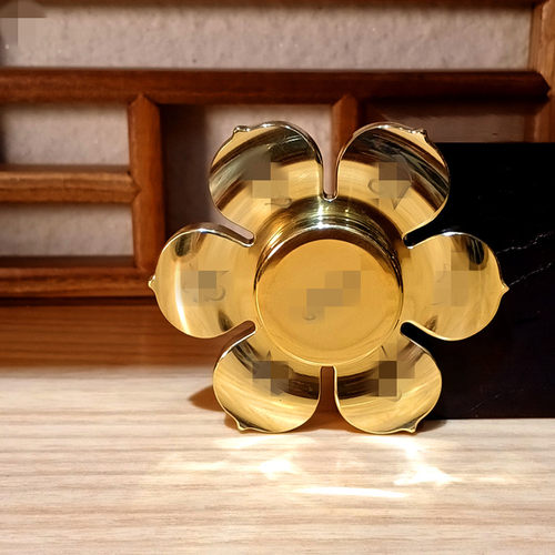 七宝莲花黄铜手捻转金轮缩微胶片指尖陀螺观音六字文殊手指捻转轮 - 图0