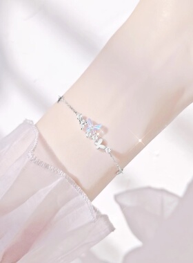 纯银琉璃蝴蝶仙气项链