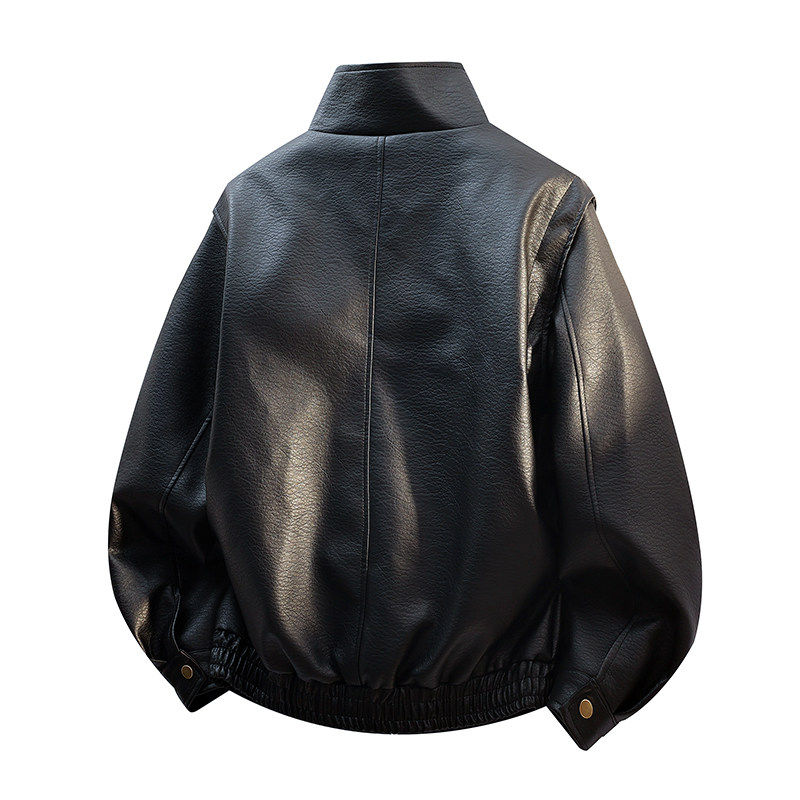 cleanfit廓形皮衣外套男士穿搭高级感痞帅风立领机车夹克黑色上衣,淘宝优惠券,粉丝福利购,淘宝优惠卷