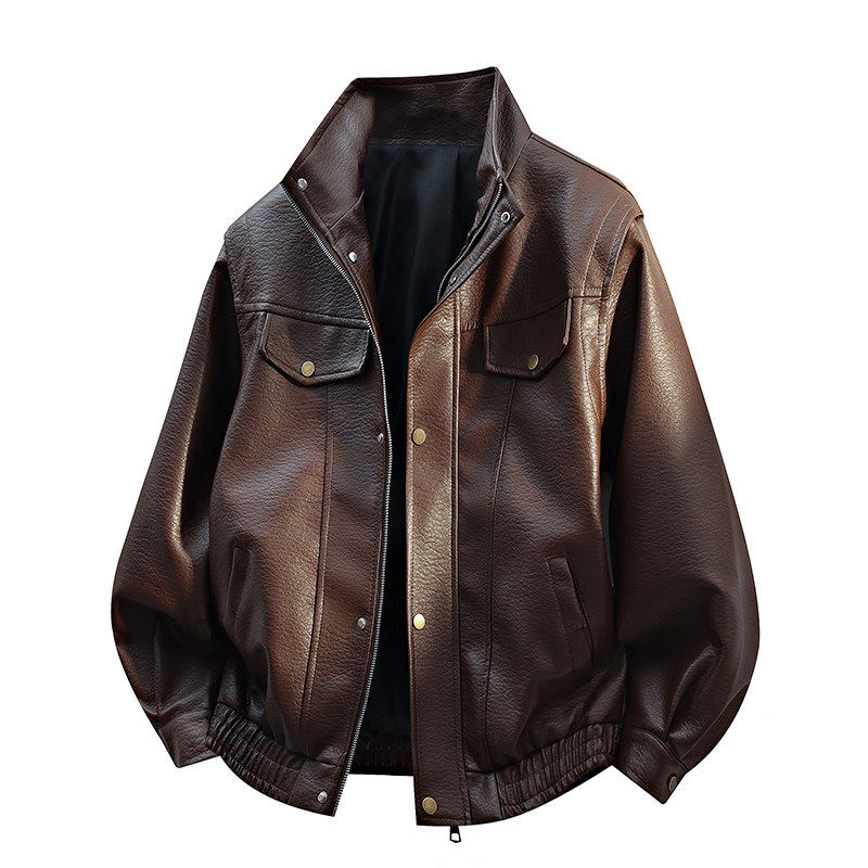 cleanfit廓形皮衣外套男士穿搭高级感痞帅风立领机车夹克黑色上衣,淘宝优惠券,粉丝福利购,淘宝优惠卷