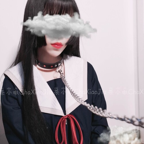 茶小啾项圈脖环饰品项链颈带cos爱心牵引绳女仆牵引链朋克PU项圈 - 图2