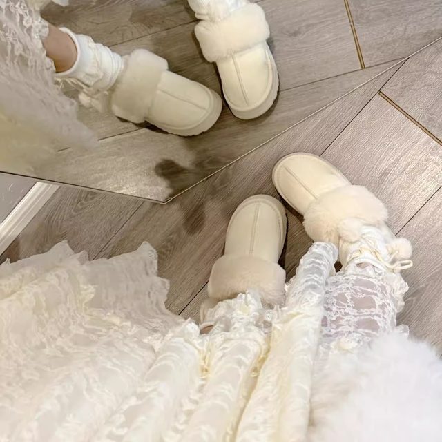 Ruibbit apricot lace long skirt irregular women's skirt Japanese sweet and versatile French retro