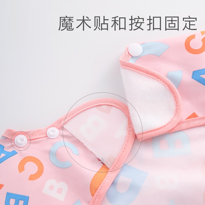 Long-sleeved baby bib for eating, anti-dirty and reverse-wearing