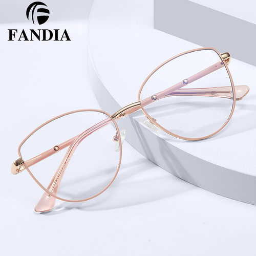 金属眼镜护眼防蓝光平光镜女可配近视眼镜optical glasses women - 图1