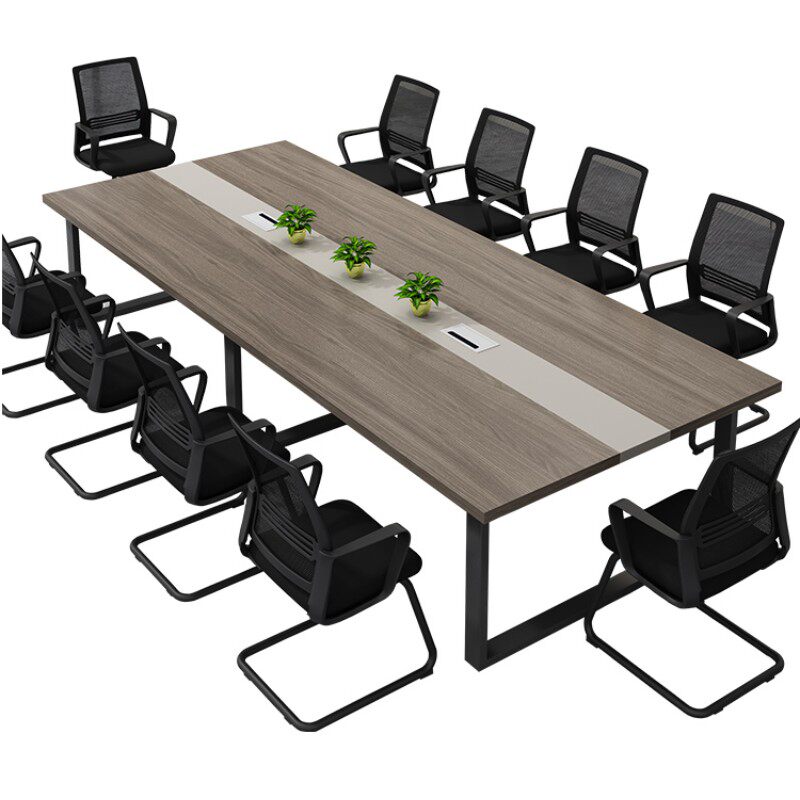 会议室会议桌简约现代小型洽谈桌长条桌3米培训桌10/12人长桌钢脚