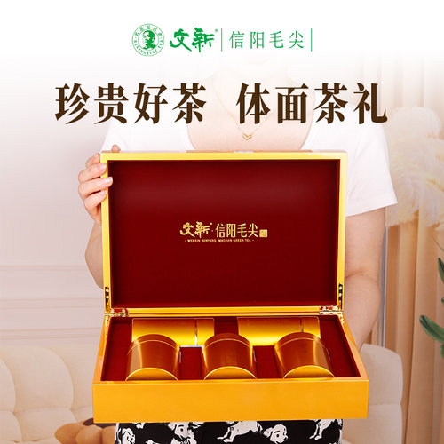 春茶上市文新信阳毛尖绿茶2026新茶明前精品观道50g*5茶叶礼盒装 - 图0