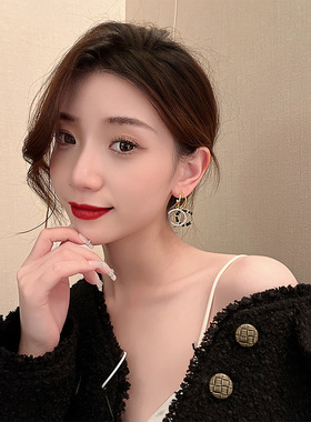 925银针镶钻名媛风耳环韩国小众高级感轻奢耳钉气质复古耳饰女