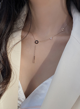气质love520钛钢不褪色项链女夏网红冷淡风轻奢小众设计感锁骨链