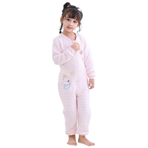 儿童连体睡衣冬保暖大码卡通男童女孩护肚夹层薄棉后腰如厕家居服 - 图3