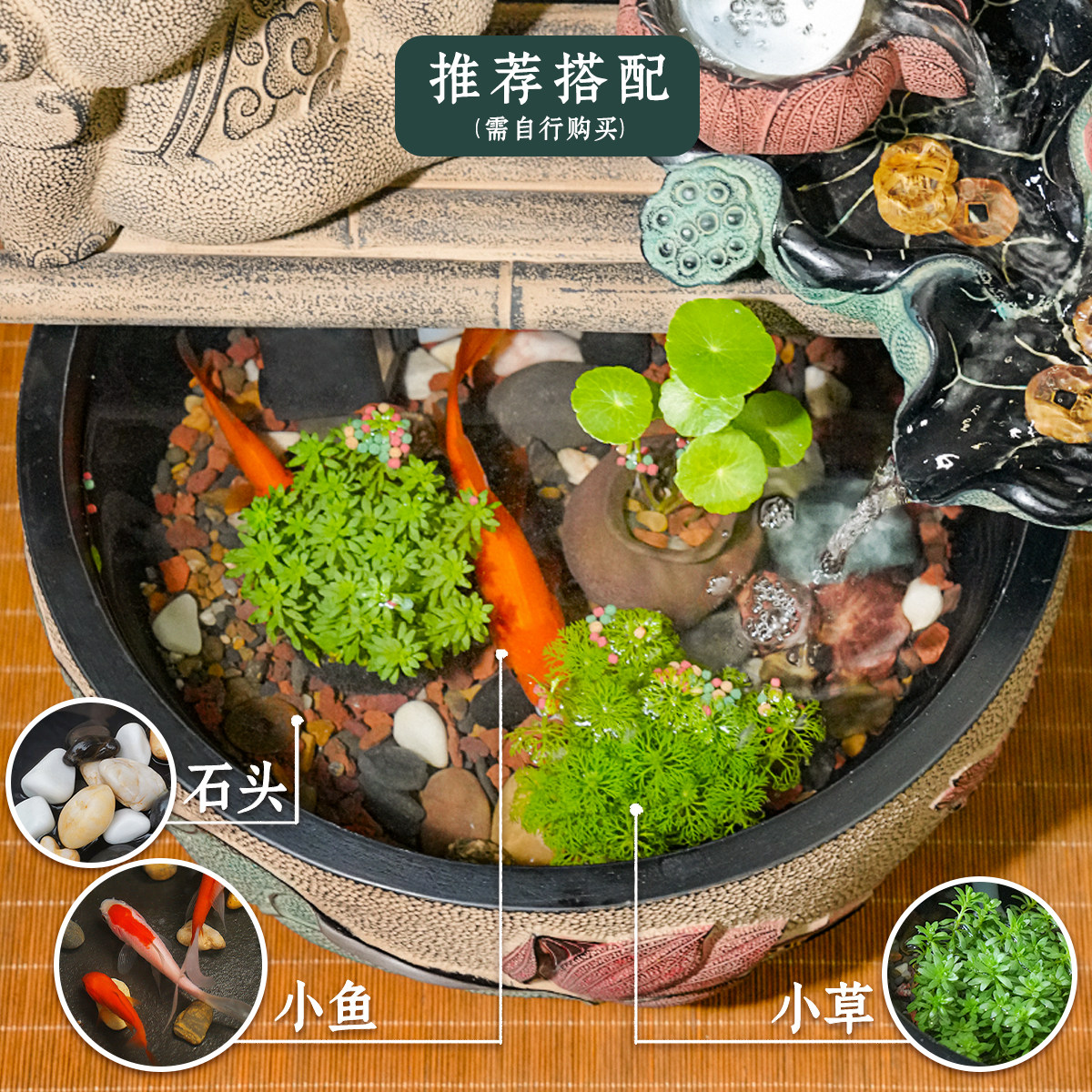 双喷泉小象水晶球流水摆件循环水 招财客厅玄关风水生财鱼缸水景,淘宝优惠券,粉丝福利购,淘宝优惠卷