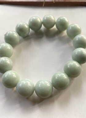 陕西蓝田玉鸭蛋青翠色手串卡14mm天然正品手链带证书礼盒景区必选