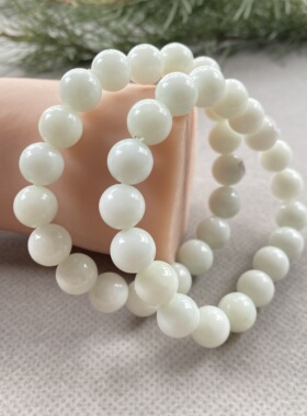 陕西蓝田玉精品白玉手串手链卡10mm减龄百搭兵马俑同款带证书礼盒