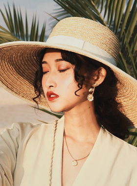网红复古法式女夏防晒遮阳大帽檐