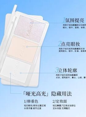 艺彩文墨流光溢彩三色高光粉细闪提亮哑光珠光修饰显色饱和白色