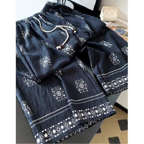 胖mm特大码300斤高腰阔腿裤女夏季薄款宽松复古休闲直筒裤长裤子 - 图0