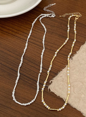 简约串珠项链百搭珍珠颈链