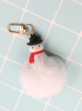 Silicone Santa Claus Hairball Keychain Pendant Bag Snowman