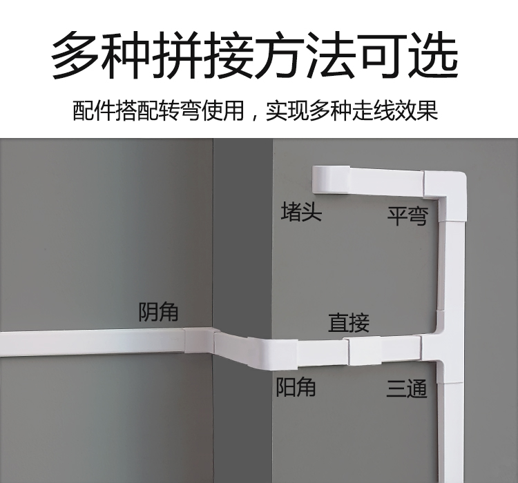 PVC方形白色线槽明装塑料带胶墙面走线布线明线装饰保护管电线管 - 图2