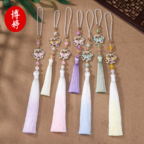 古风旗袍压襟流苏挂件 中国风配饰挂饰汉服铃铛花色胸针扇坠百搭 - 图2